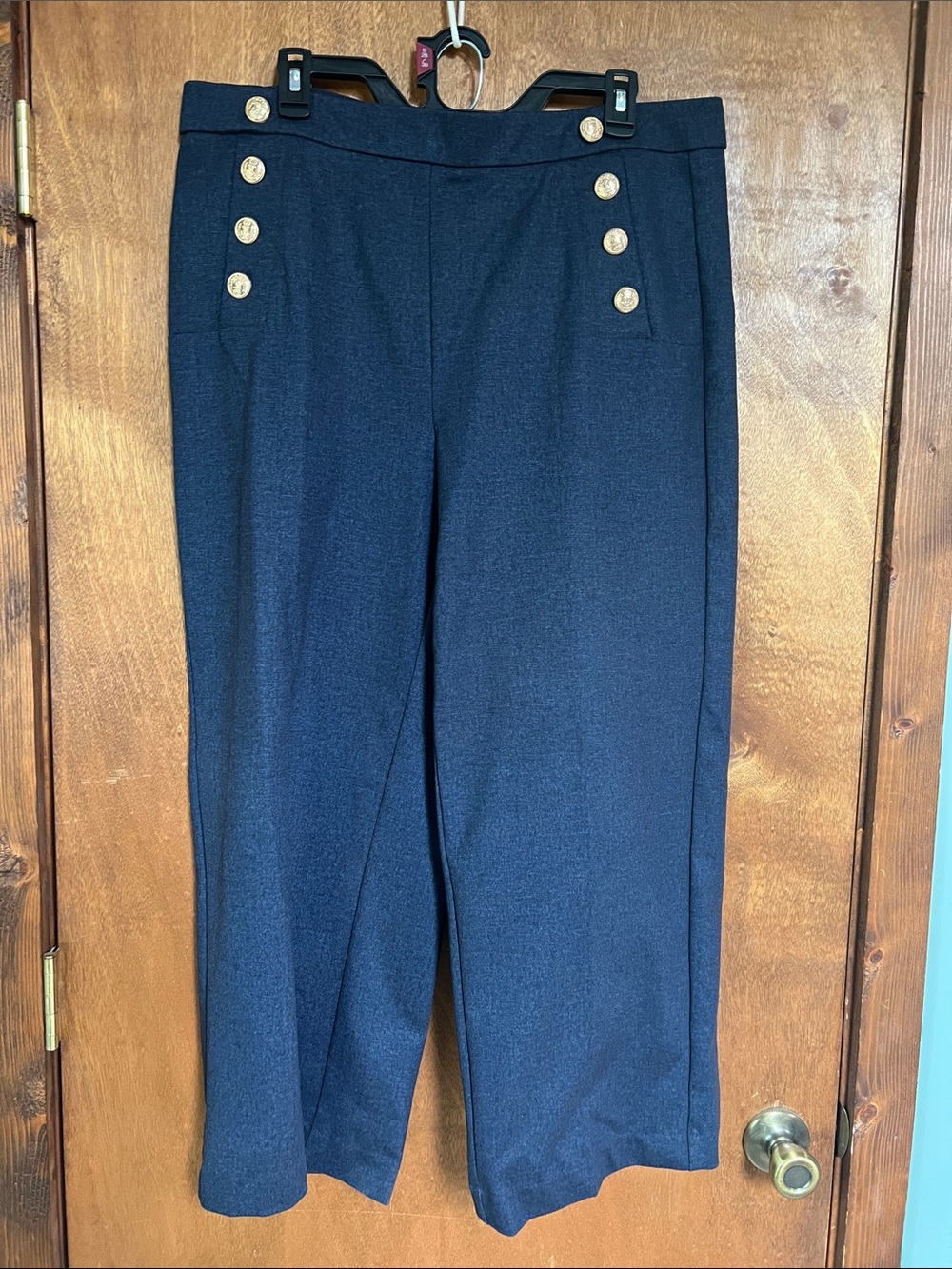 Jules & Leopold Navy Cropped Sailor Pants with Gold Buttons